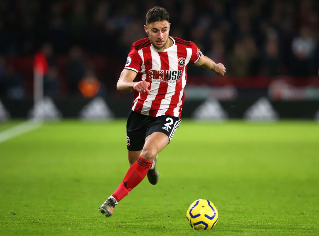 Ο Τζόρτζ Μπάλντοκ φορώντας την φανέλα της Sheffield United με τον αριθμό 2